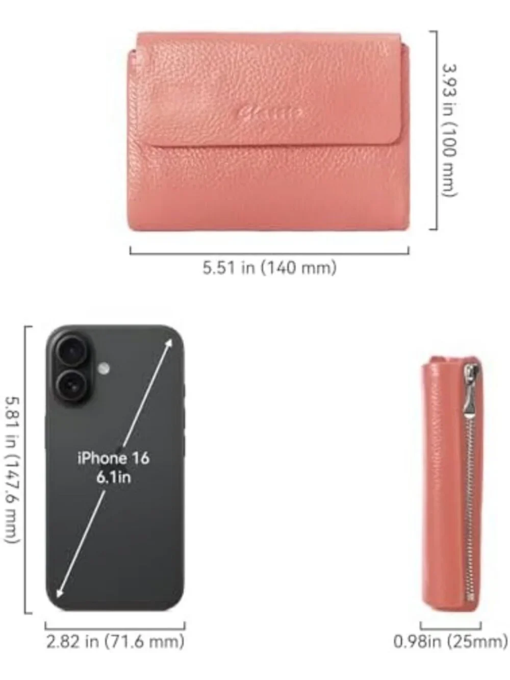 Genuine Leather Women's Bifold Wallet with Magnetic Closure & ID Window